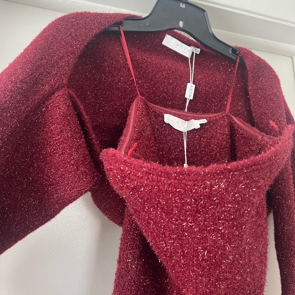 💃🏽🆕 NWT ASTR the Label TAMARA SHRUG AND MINI SWEATER DRESS - Wine - Size M - Picture 12 of 13